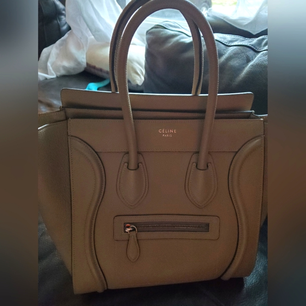Celine, micro, luggage handbag, nude